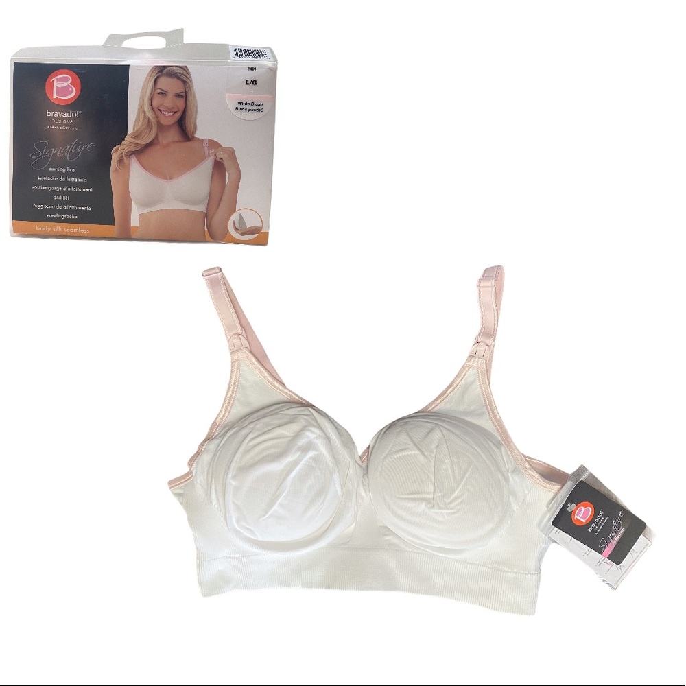 Bravado designs nursing bra white and pink size L